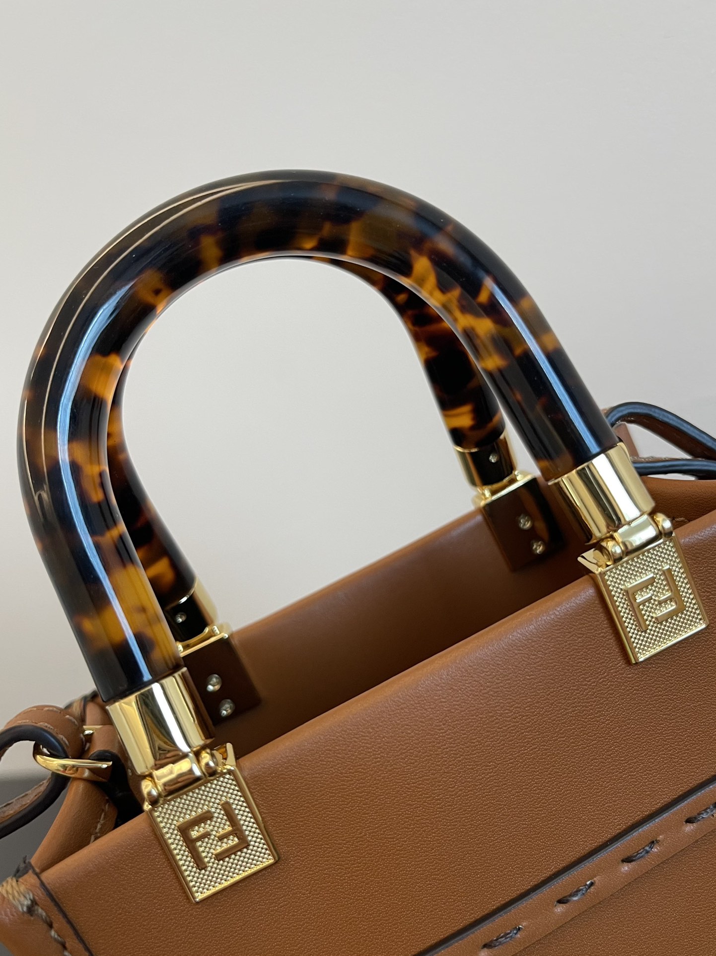 Fendi Mini Sunshine Shopper Brown Leather Bag